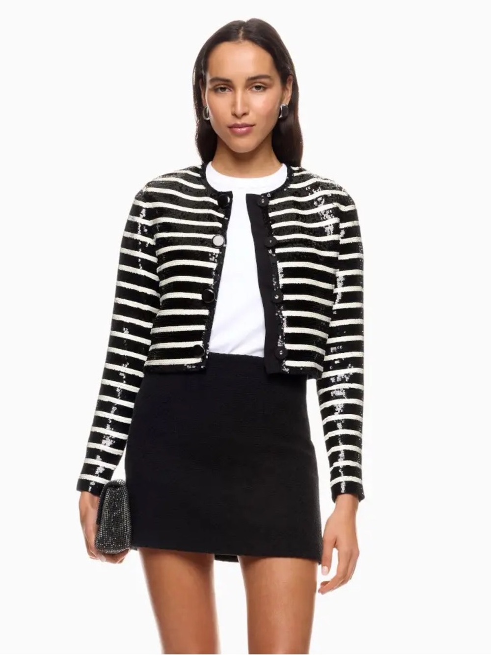 Veronica Beard Mickey jacket in sequins black and white stripes new nwt